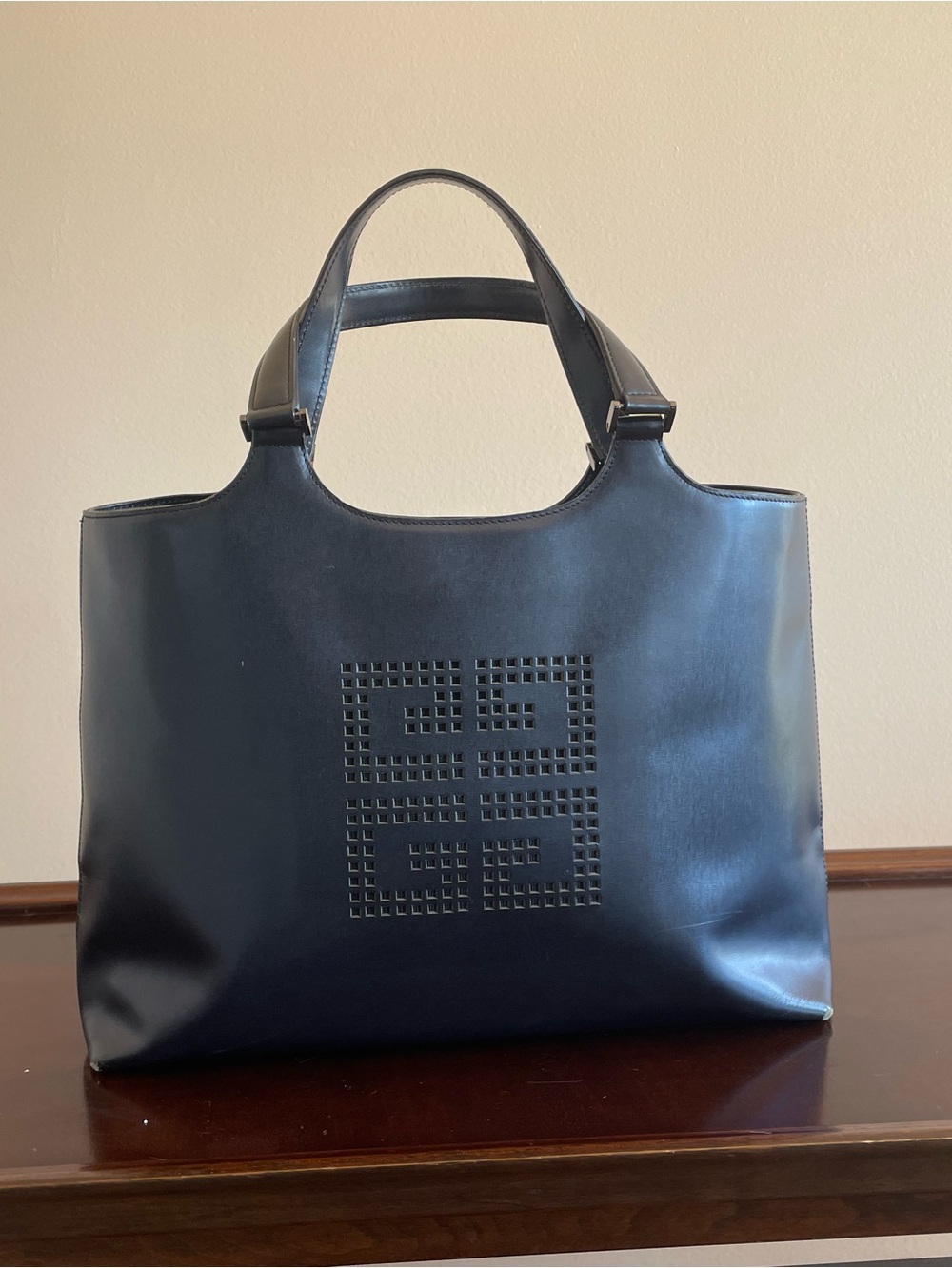Givenchy Black 4G Perforated Logo Leather Handbag